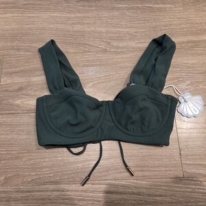 POPFLEX Forest Green Ribbed Bikini Top